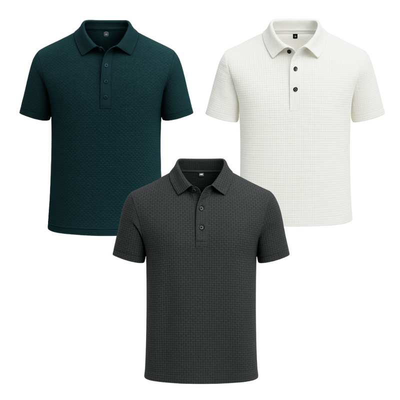 Promoção válida em dezembro: Kit com 3 Camisas Polo Alfa pelo preço de 1