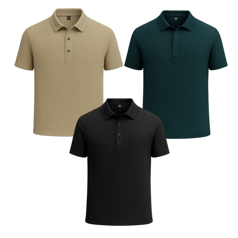 Promoção válida em dezembro: Kit com 3 Camisas Polo Alfa pelo preço de 1