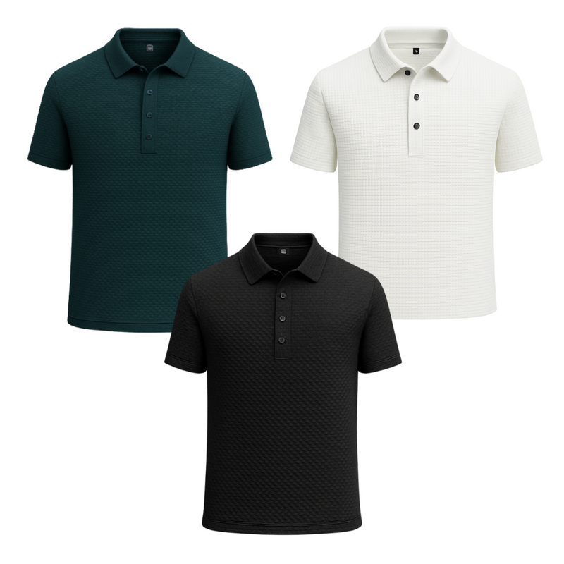 Promoção válida em dezembro: Kit com 3 Camisas Polo Alfa pelo preço de 1