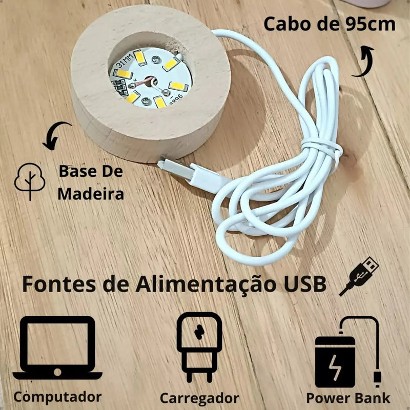 Luminária de Mesa Bola de Cristal 3D LED