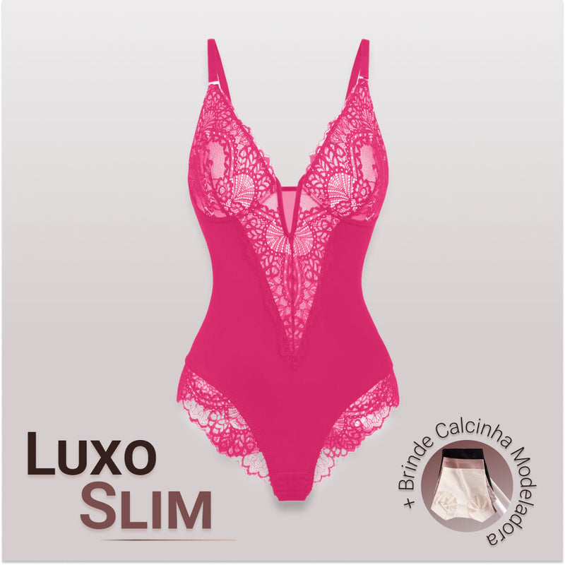 Body Modelador de Renda - Luxo Slim | + Brinde Calcinha Modeladora