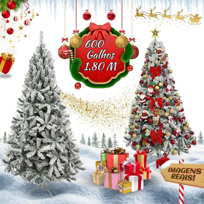 Arvore Natal 1,80m 500 Galhos Decorada Enfeitada Pinheiro Luxo Completa +80 Enfeites