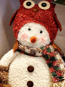 BONECO DE NEVE COM TOUCA DE CORUJA 30CM - PRÉ VENDA 2025