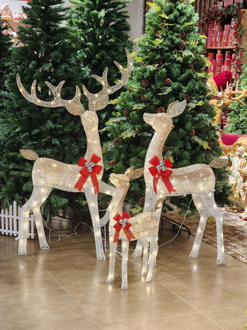 TRIO DE RENAS ARAMADA BRANCA COM CHAMPANHE WARM USO INTERNO E EXTERNO BIVOLT