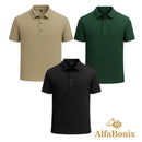 Promoção válida em dezembro: Kit com 3 Camisas Polo Alfa pelo preço de 1