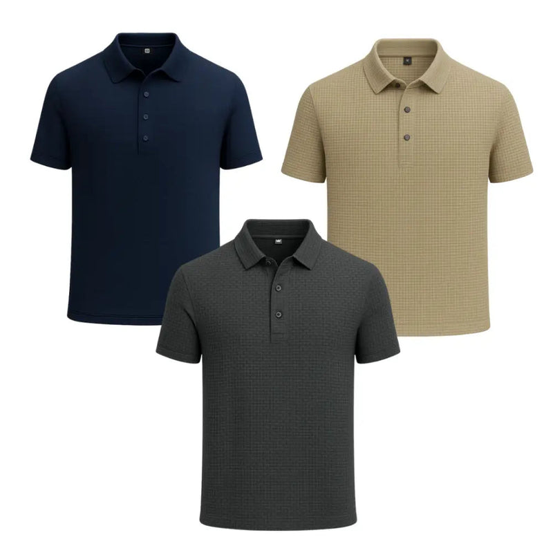 Promoção válida em dezembro: Kit com 3 Camisas Polo Alfa pelo preço de 1