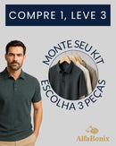 Promoção válida em dezembro: Kit com 3 Camisas Polo Alfa pelo preço de 1